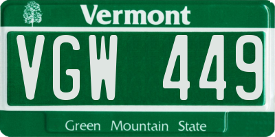 VT license plate VGW449