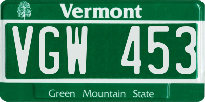 VT license plate VGW453