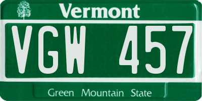 VT license plate VGW457