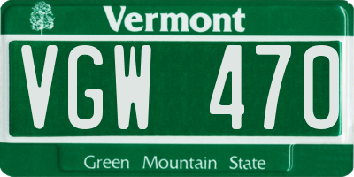 VT license plate VGW470