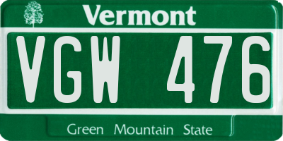 VT license plate VGW476
