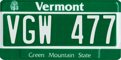 VT license plate VGW477