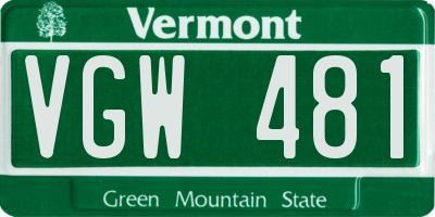 VT license plate VGW481