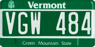 VT license plate VGW484