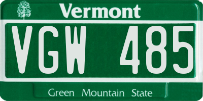 VT license plate VGW485