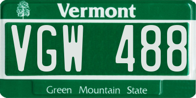 VT license plate VGW488