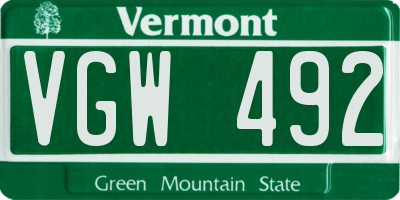 VT license plate VGW492