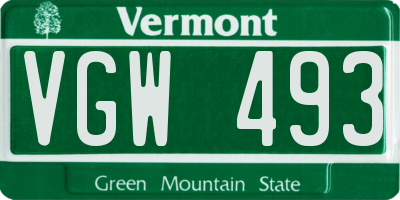 VT license plate VGW493