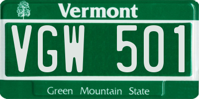 VT license plate VGW501