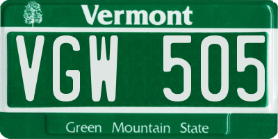 VT license plate VGW505