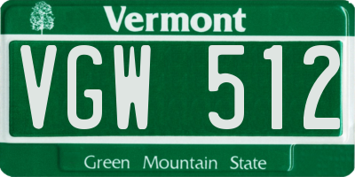 VT license plate VGW512