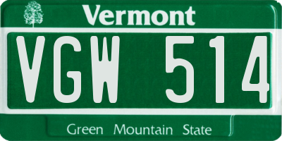 VT license plate VGW514