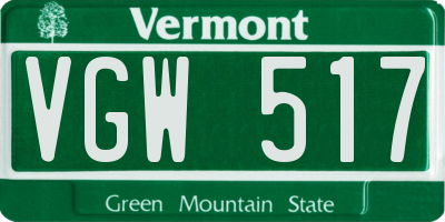 VT license plate VGW517