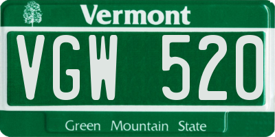 VT license plate VGW520