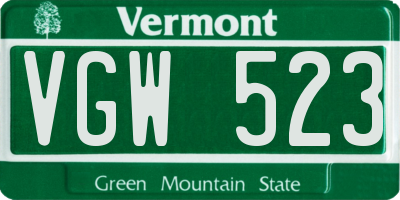 VT license plate VGW523
