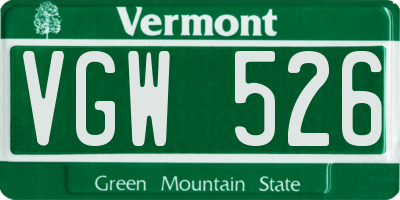 VT license plate VGW526