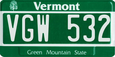 VT license plate VGW532