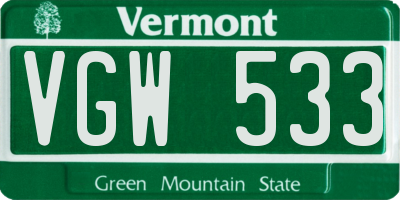 VT license plate VGW533