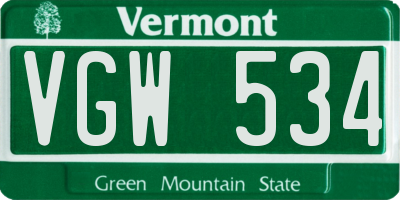 VT license plate VGW534