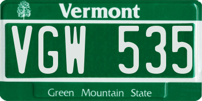 VT license plate VGW535