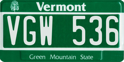 VT license plate VGW536
