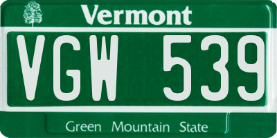 VT license plate VGW539