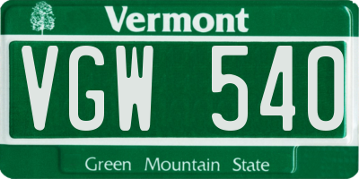 VT license plate VGW540