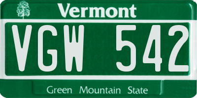 VT license plate VGW542