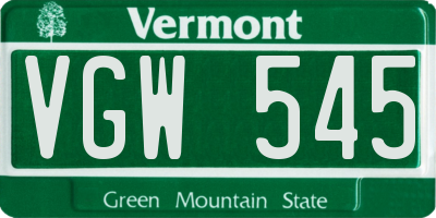 VT license plate VGW545