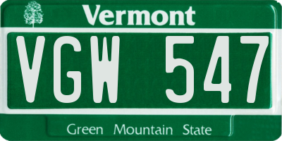 VT license plate VGW547