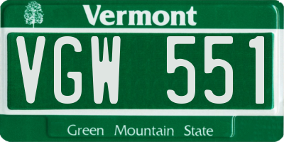 VT license plate VGW551