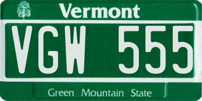 VT license plate VGW555