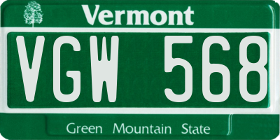 VT license plate VGW568