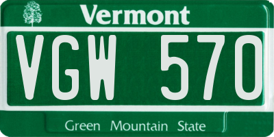 VT license plate VGW570