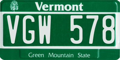 VT license plate VGW578