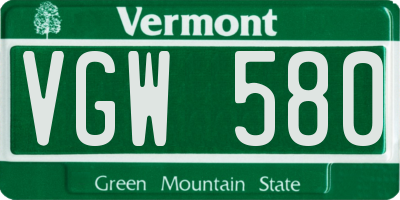 VT license plate VGW580