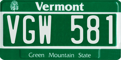 VT license plate VGW581
