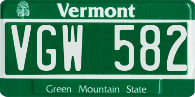 VT license plate VGW582