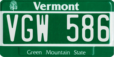 VT license plate VGW586