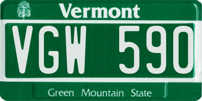 VT license plate VGW590