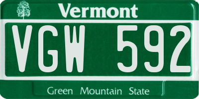 VT license plate VGW592