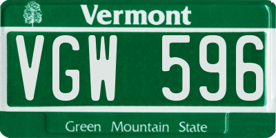 VT license plate VGW596
