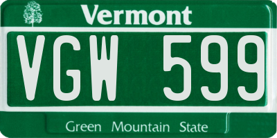VT license plate VGW599
