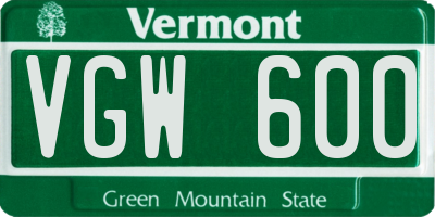VT license plate VGW600