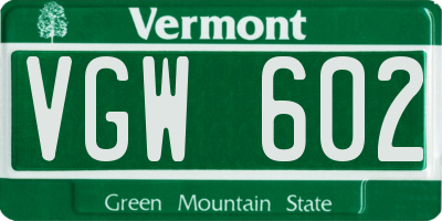 VT license plate VGW602