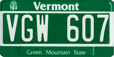 VT license plate VGW607