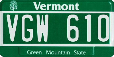 VT license plate VGW610