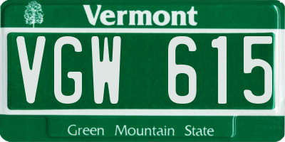 VT license plate VGW615