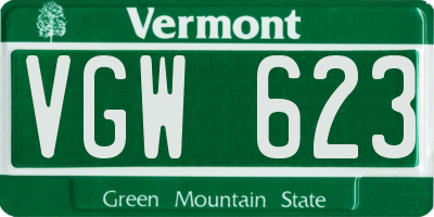 VT license plate VGW623