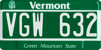 VT license plate VGW632